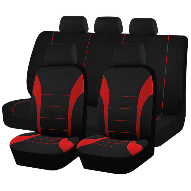 Universal Car Seat Cover Set 9pcs Black Gray Red Blue Cushions Auto Accessories