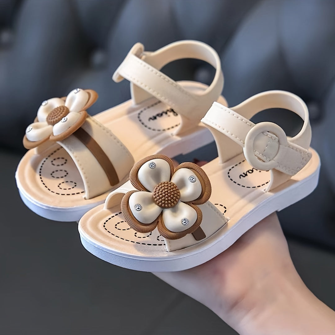 Girls' Floral Sandals for Kids 1-5 Years Non-Slip Soft Sole Summer Beach Shoes