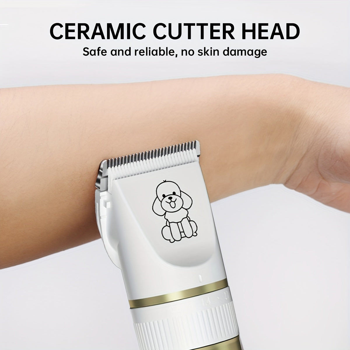 Pet Grooming Kit with USB Rechargeable Electric Clippers and Brush Set for Dogs and Cats, Ceramic Blades, 6mm and 12mm Combs