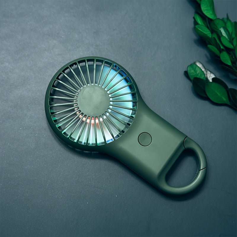 Portable Mini Handheld Fan with Seven-Color Light, USB Rechargeable, Outdoor Use