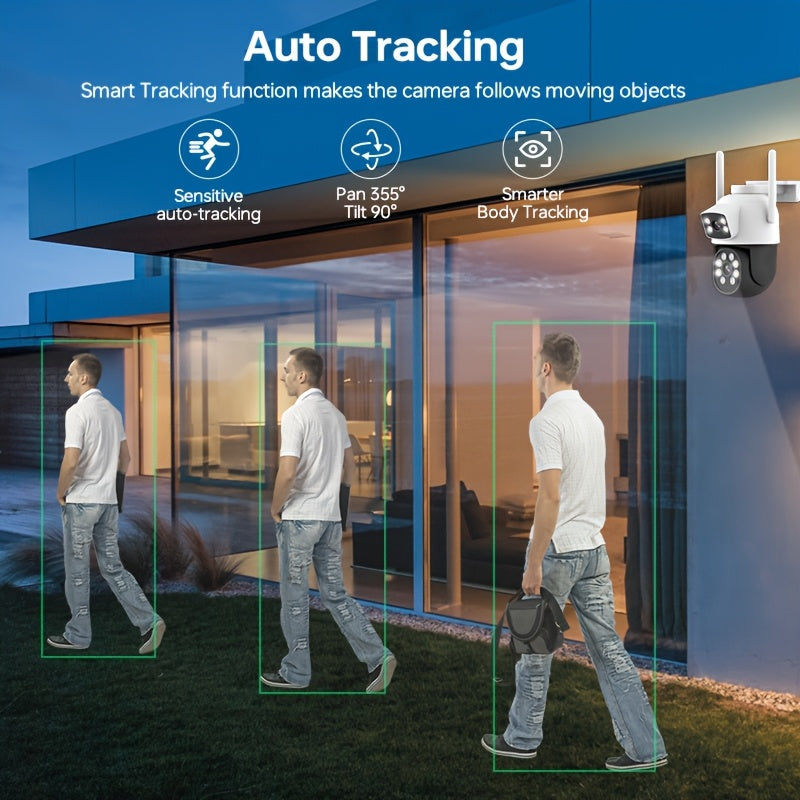 4MP Dual Lens Wireless Security Camera with 360° Pan/Tilt Night Vision Two-Way Audio Waterproof