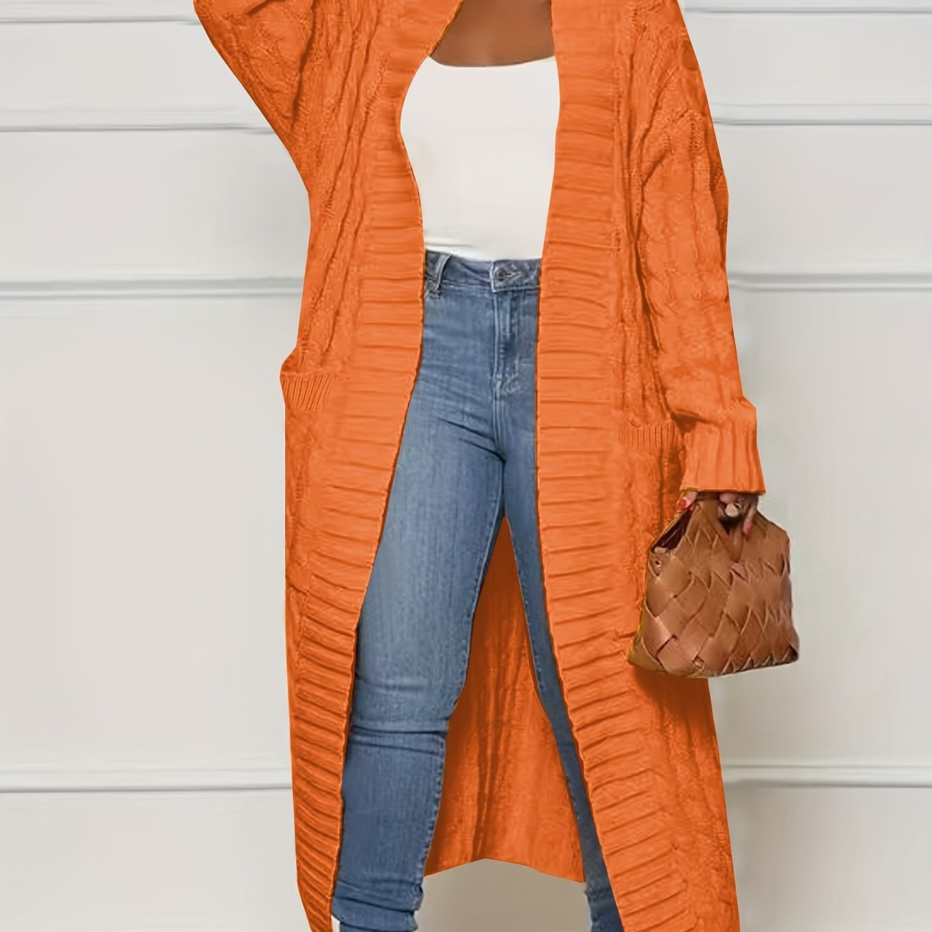 Женский оверсайз вязаный кардиган-пальто с длинным рукавом для осени и зимы, полиэстеровый свитер