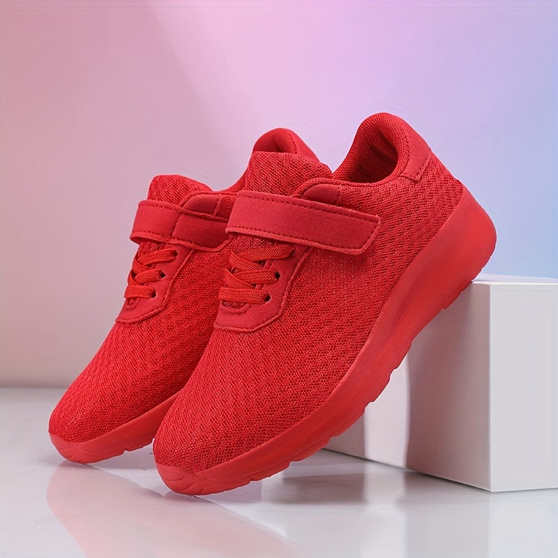 Girls Red Mesh Sneakers Sizes 10.5-4 Casual Breathable Comfortable EVA Insole