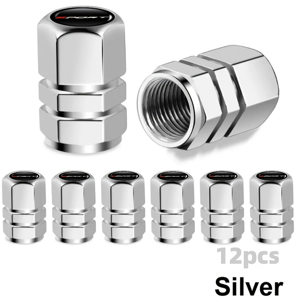 Aluminum Valve Caps Set for Cars and Motorcycles, Sport Pattern, 4/8/12 Pieces