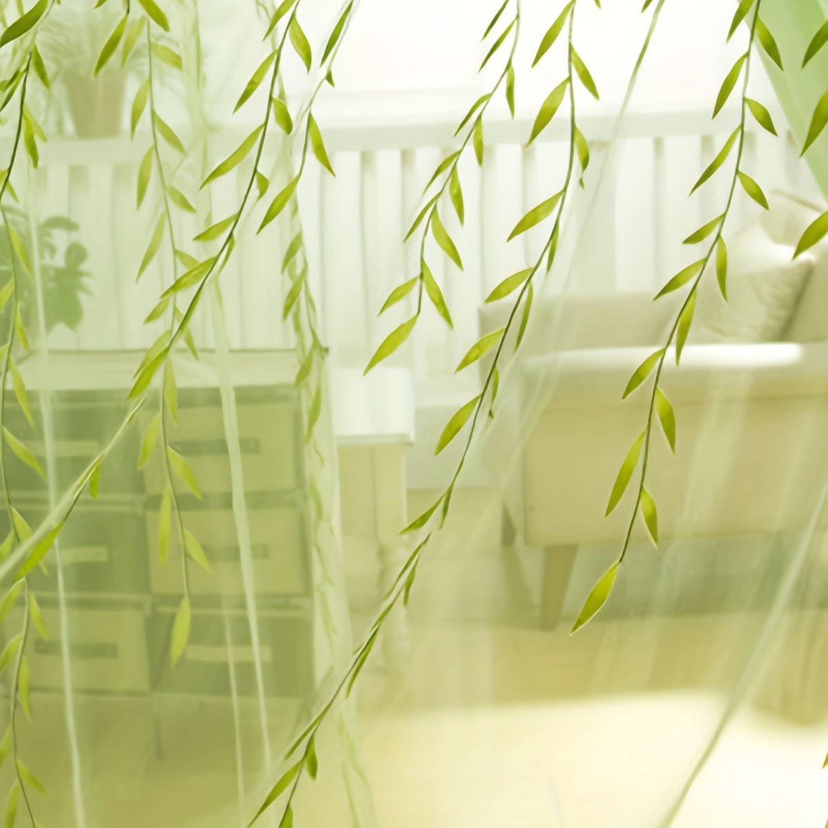 Green Sheer Curtain for Bedroom Living Room Office Window Treatment