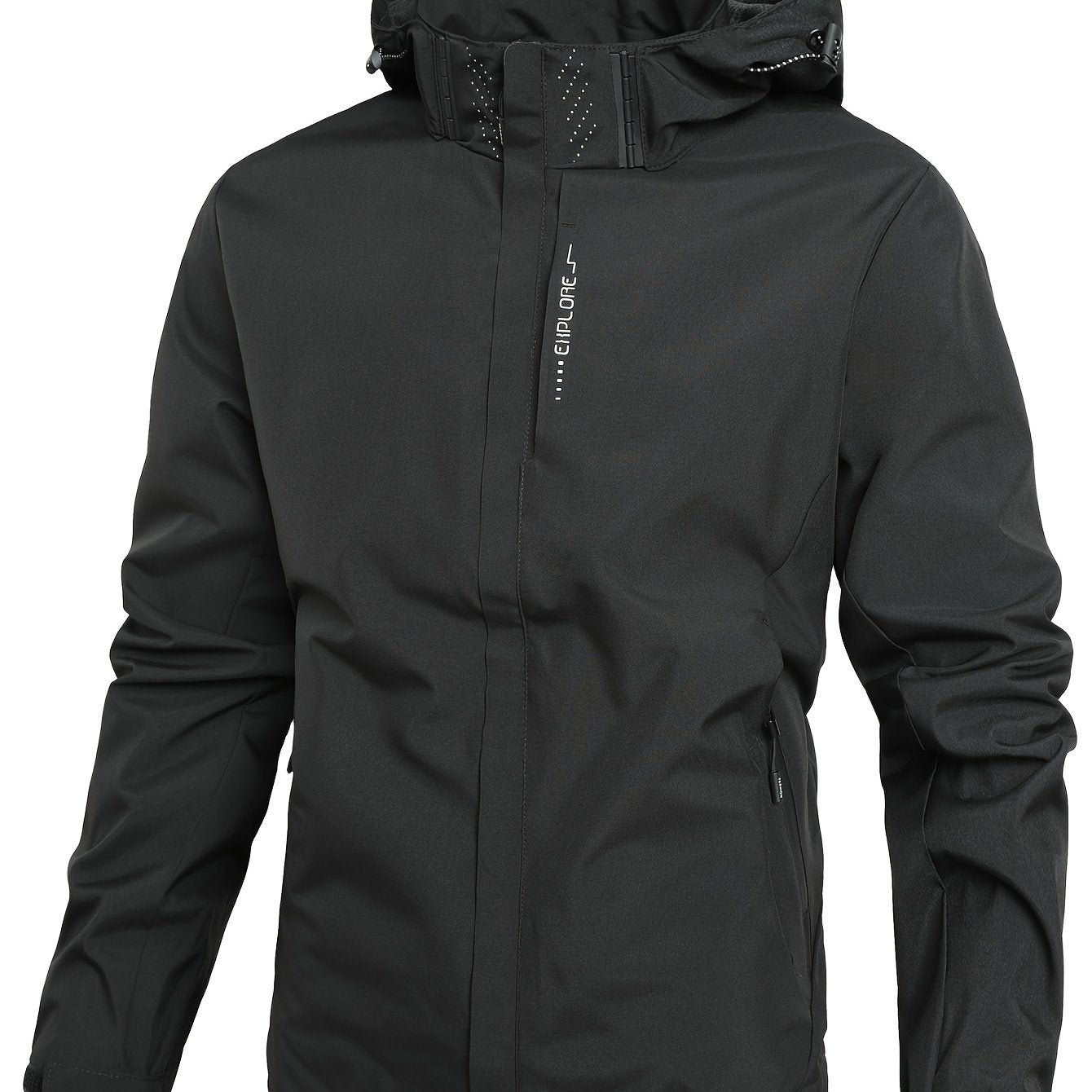 Men's Waterproof Hooded Rain Jacket for Hiking Lightweight Polyester Outdoor Windbreaker