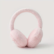 Pink Heart Plush Earmuffs Warm Cozy Winter Ear Protection for Outdoor Use
