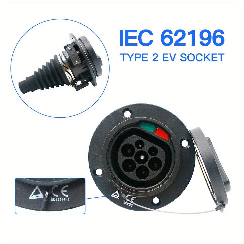 Type 2 Electric Vehicle Charging Socket 16A 32A 110V-450V for All IEC 62196-2