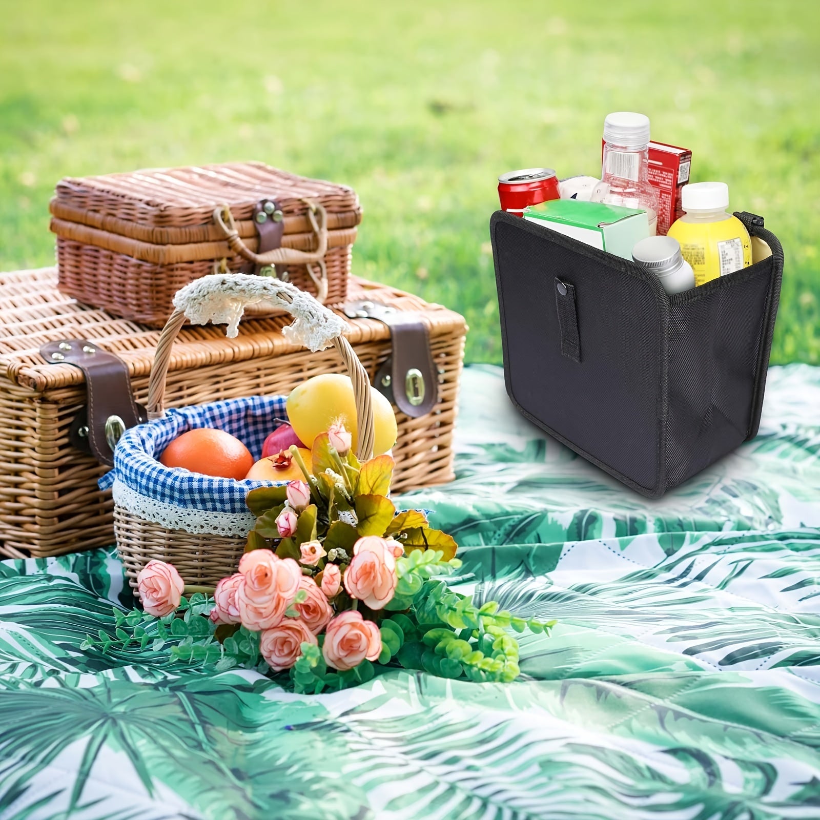 Cubo de basura impermeable para coche, organizador colgante, negro, 7.57L