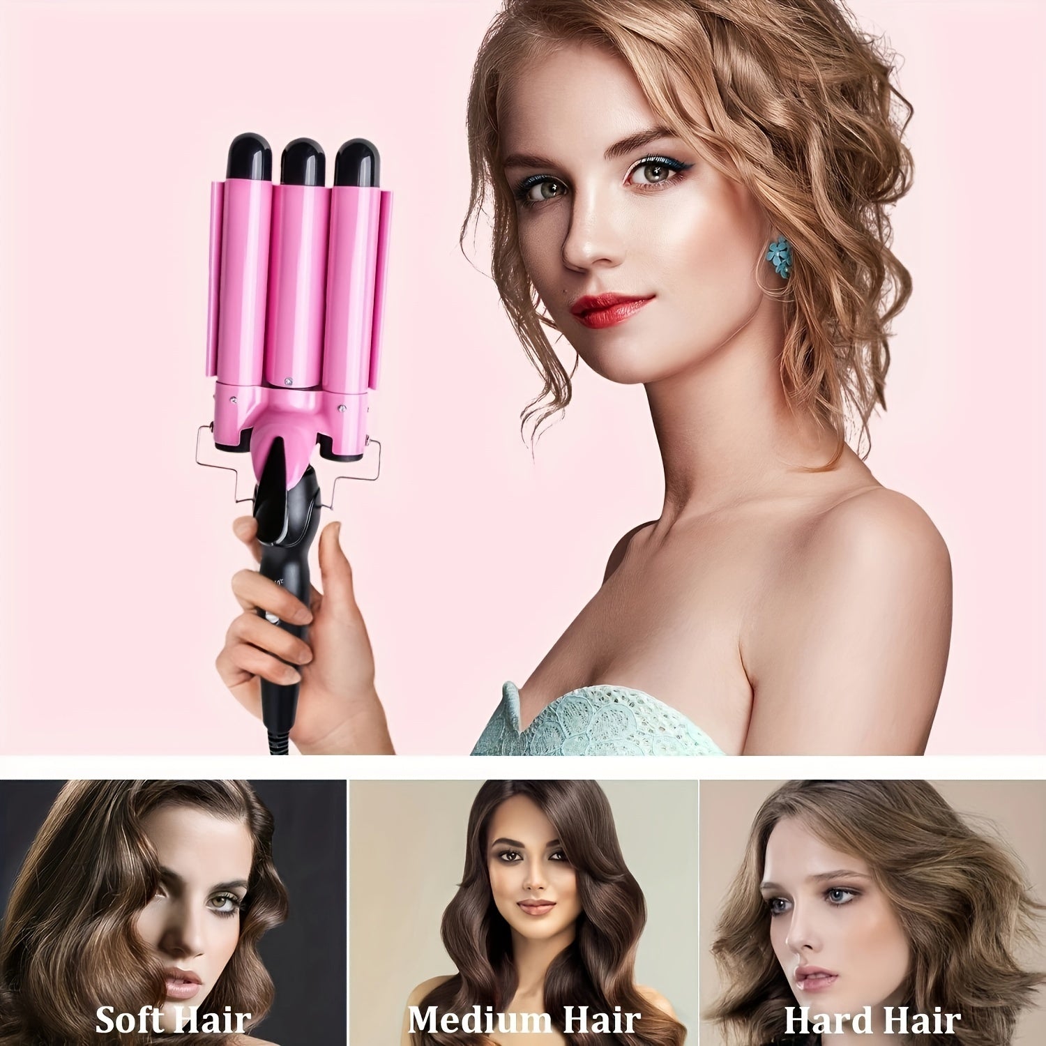 Plancha de cerámica para rizos de 22mm, peinadora de cabello ondulado, 70W, 220V, enchufe europeo