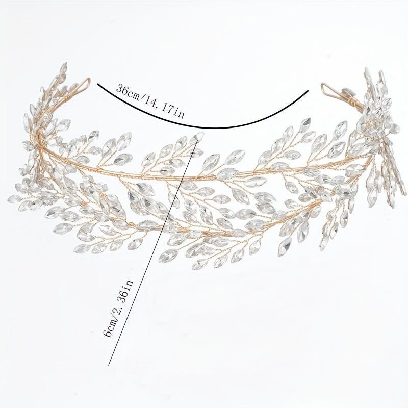 Silvery Rhinestone Bridal Tiara Wedding Headband with Crystal Accents and Alloy Design