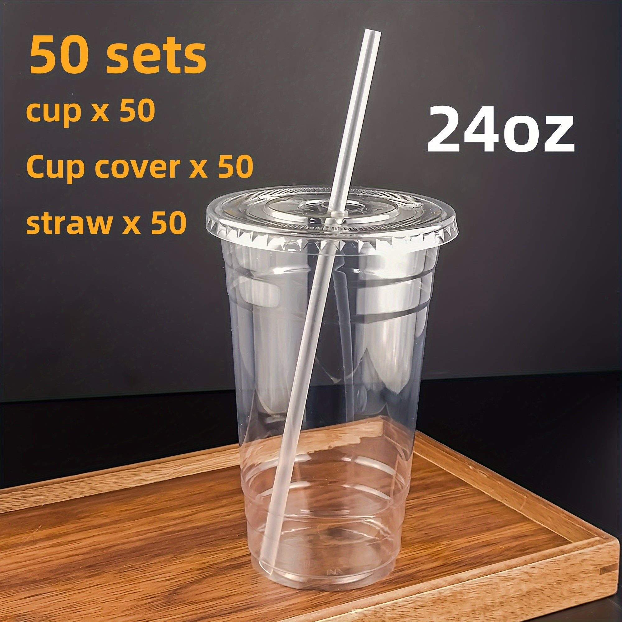 25 Sets 24oz Clear Plastic Cups with Lids and Straws for Cold Drinks