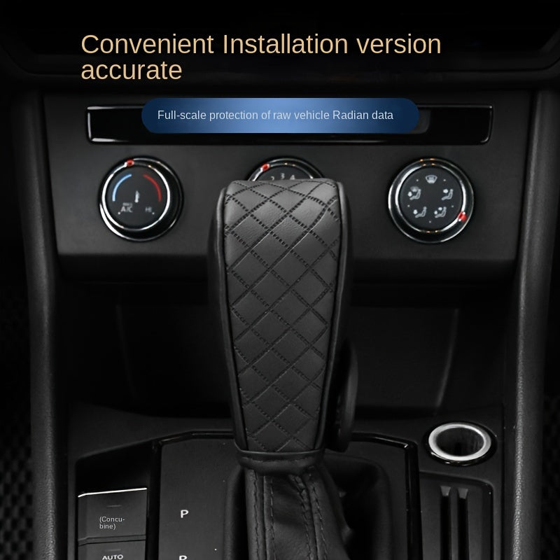 Universal PU Leather Non-Slip Car Gear Shift Knob Cover Black Auto Parts