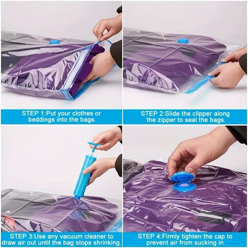 Transparent Vacuum Storage Bags Set of 5 for Clothes Space Saving Travel and Home