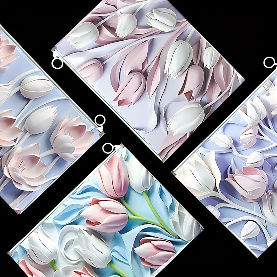 A4 Органайзер для документов из прочного материала из полипропилена в классическом стиле с 3D-дизайном тюльпана