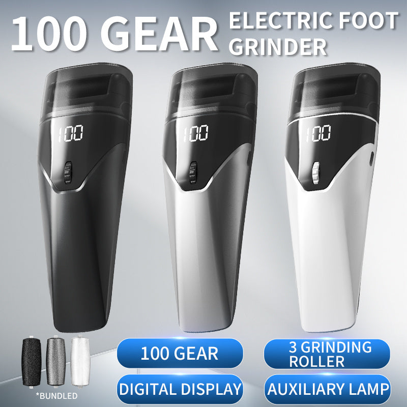 Portable Electric Foot Grinder Rechargeable Lithium Battery USB Charging Multiple Grinding Heads Built-in Light Adjustable Settings