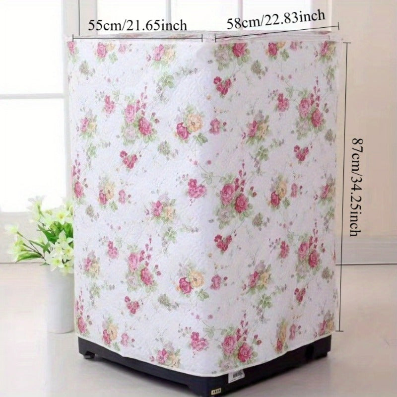 Funda duradera para lavadora de PEVA con diseño floral para modelos de carga frontal, resistente a los rayos UV, protección en balcón