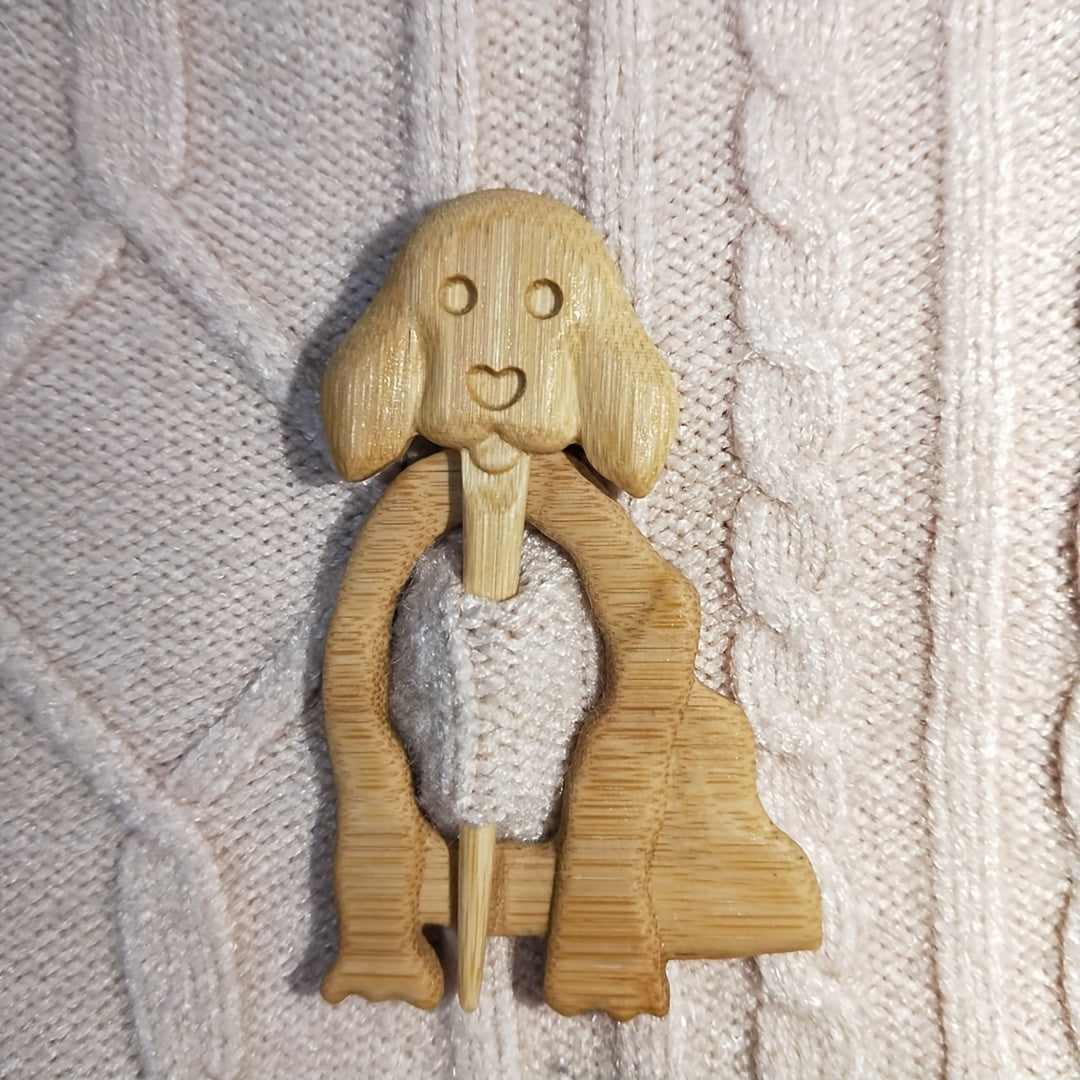 Wooden Animal Pattern Brooch Pin DIY Craft Badge for Shawl Scarf Accessories