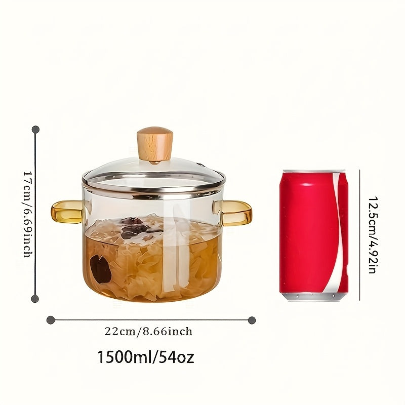 1.5L shisha simmer qozoni, issiqlikka chidamli, mikroto'lqinli pech va plita uchun xavfsiz, ikki tutqichli