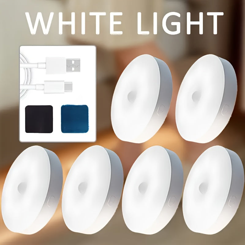 Rechargeable Magnetic LED Motion Sensor Night Light for Bedroom Wardrobe Cabinet White