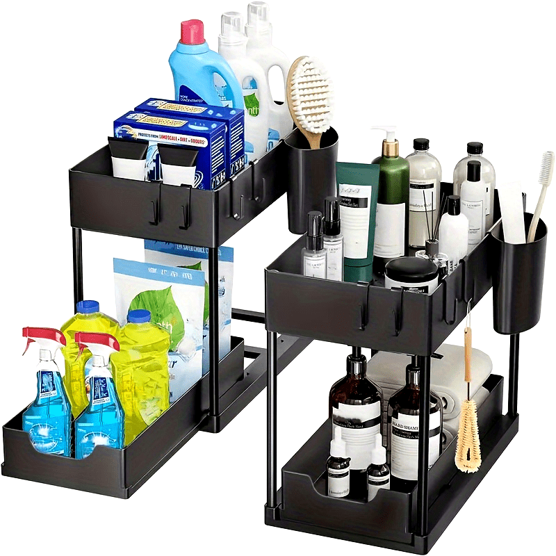 Under Sink Organizer Two-Tier Sliding Cabinet Drawer Kitchen Bathroom Storage