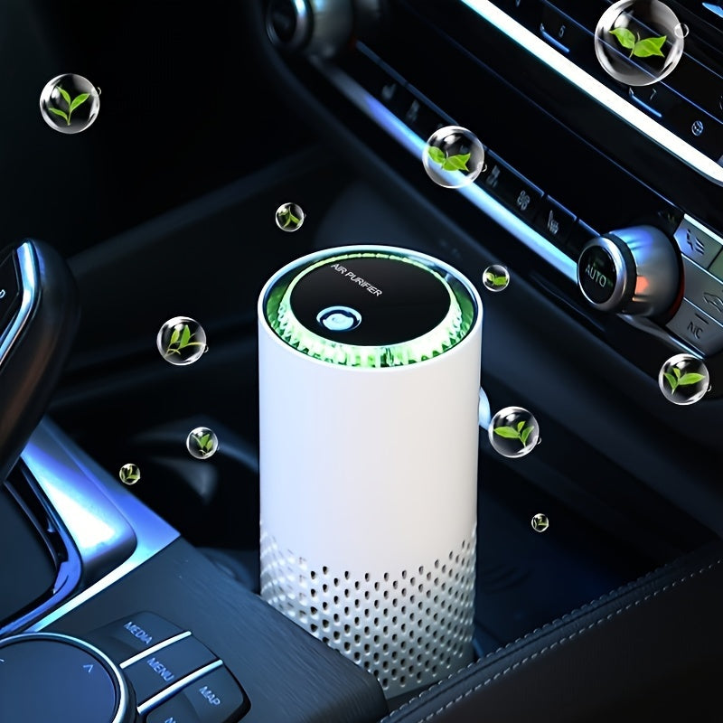 1 шт. Белый очиститель воздуха с синими акцентами - Удаляет 99% пыли и отрицательных ионов, 1000 Вт, включает ароматизированные диски - Идеально для спальни, автомобиля, офиса