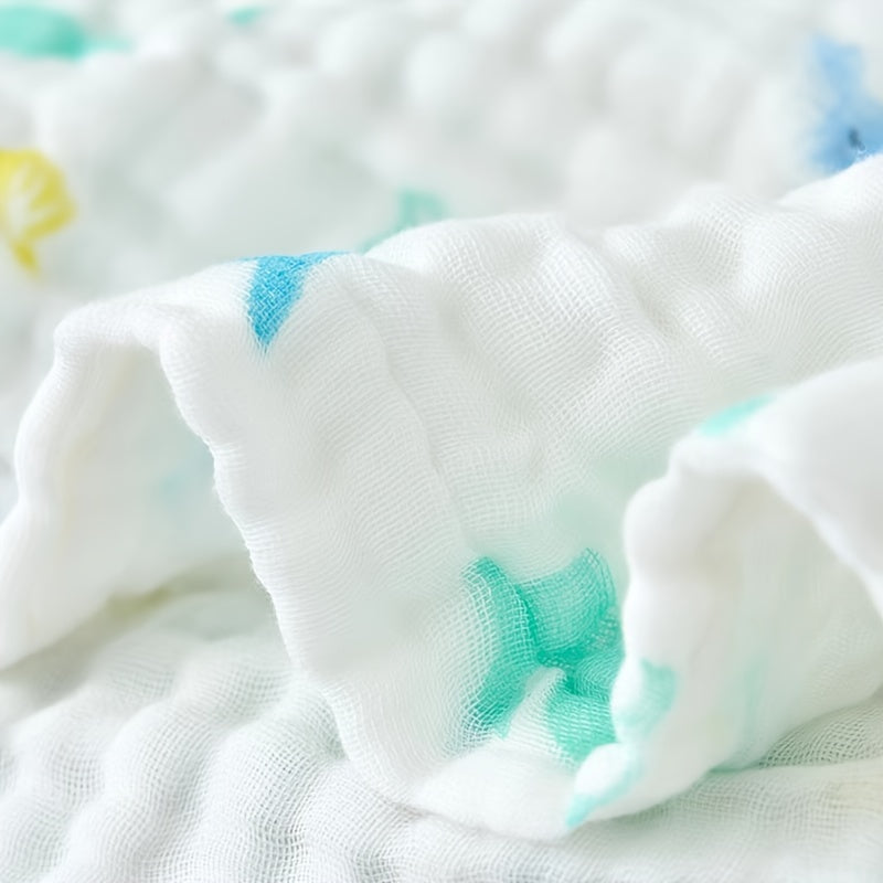 Детский хлопковый пеленальный плед 104 см дышащая шести-слойная марля с узорами в виде мультяшных персонажей и клубники