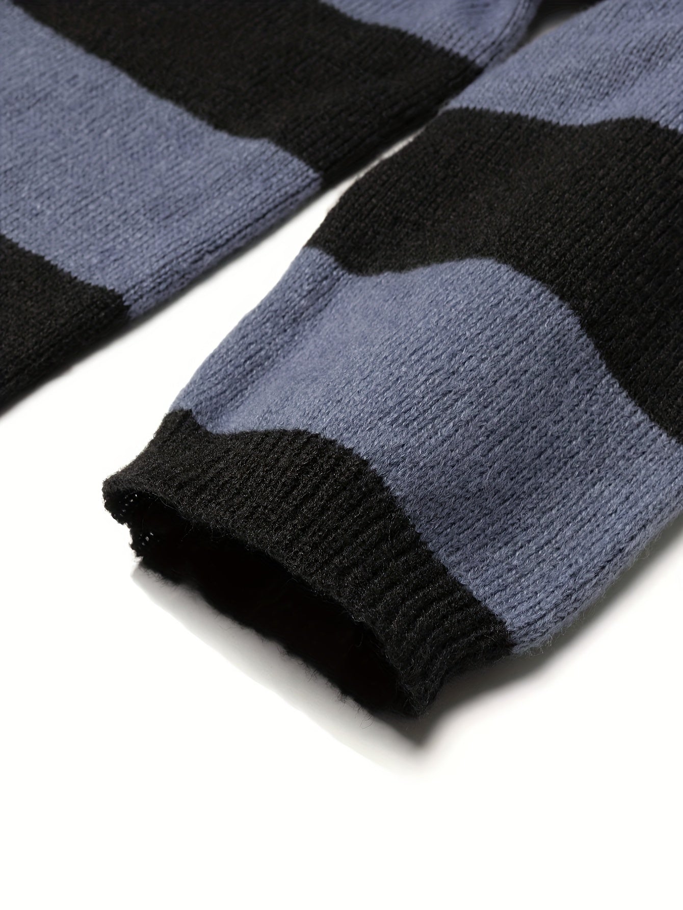 Erkaklar uchun chiziqli pullover sviter, bahor/kovak ingichka polyester to'qima, dumaloq bo'yin, cho'ziluvchan mato, oddiy moslama