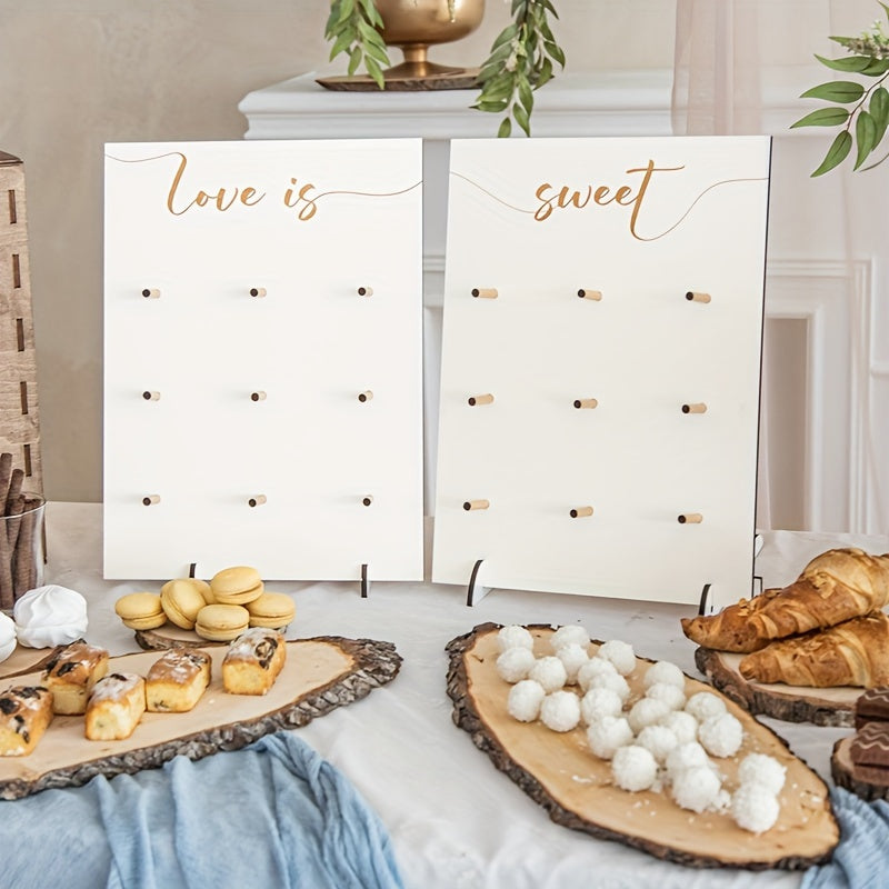 Wooden Donut Wall Stand for Weddings Birthdays and Home Decor with Dessert Shelf