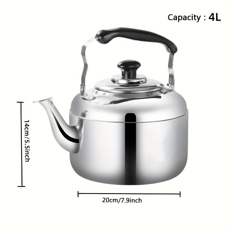 Stainless Steel 4L Tea Kettle for Gas and Electric Stoves, Large Capacity
