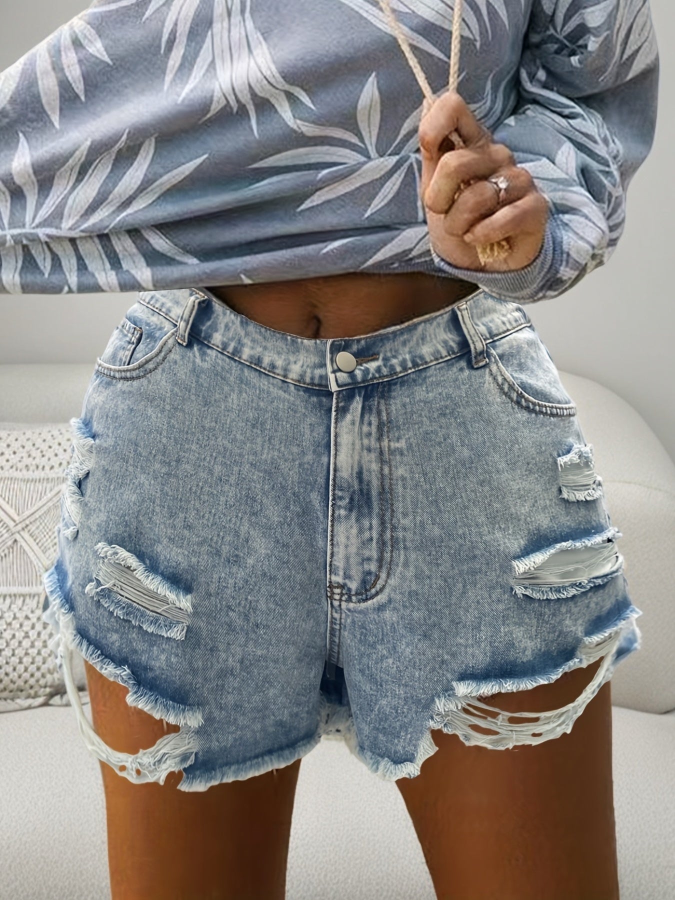 Pantalones cortos vaqueros de mezclilla holgados para mujer talla plus, casuales, azul, para verano