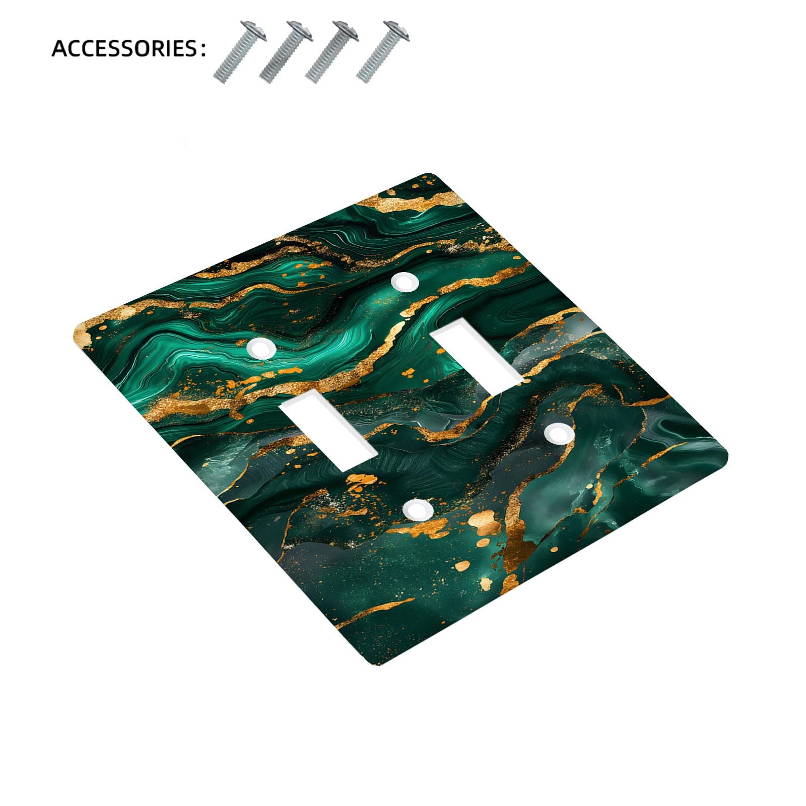 Switch Cover with Emerald and Golden Marble Light for Easy Installation No Batteries Needed