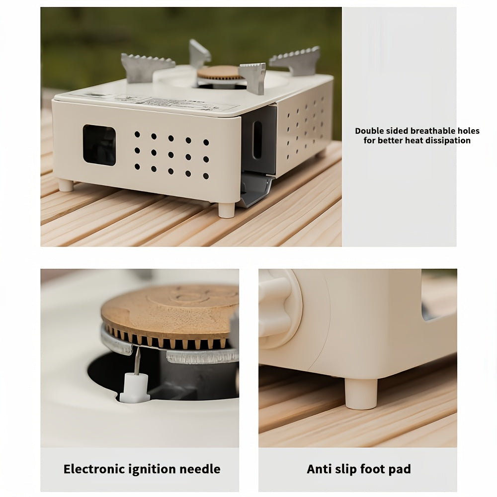 Portable Gas Stove with Safety Lock and Piezo Ignition for Indoor Outdoor Use