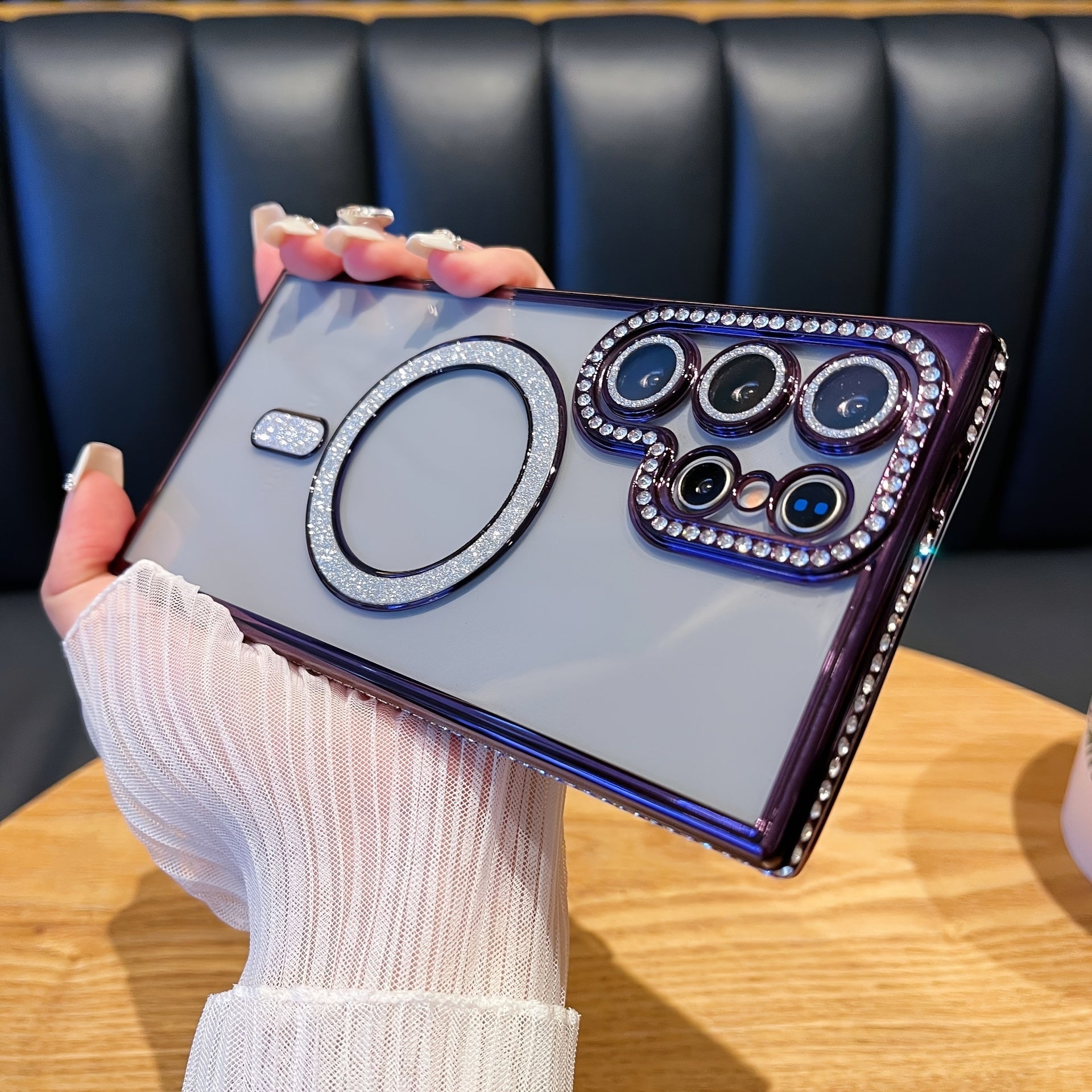 Gold-Plated Magnetic Phone Case for Samsung S25 S24 S23 S22 Ultra Plus Transparent and Shiny