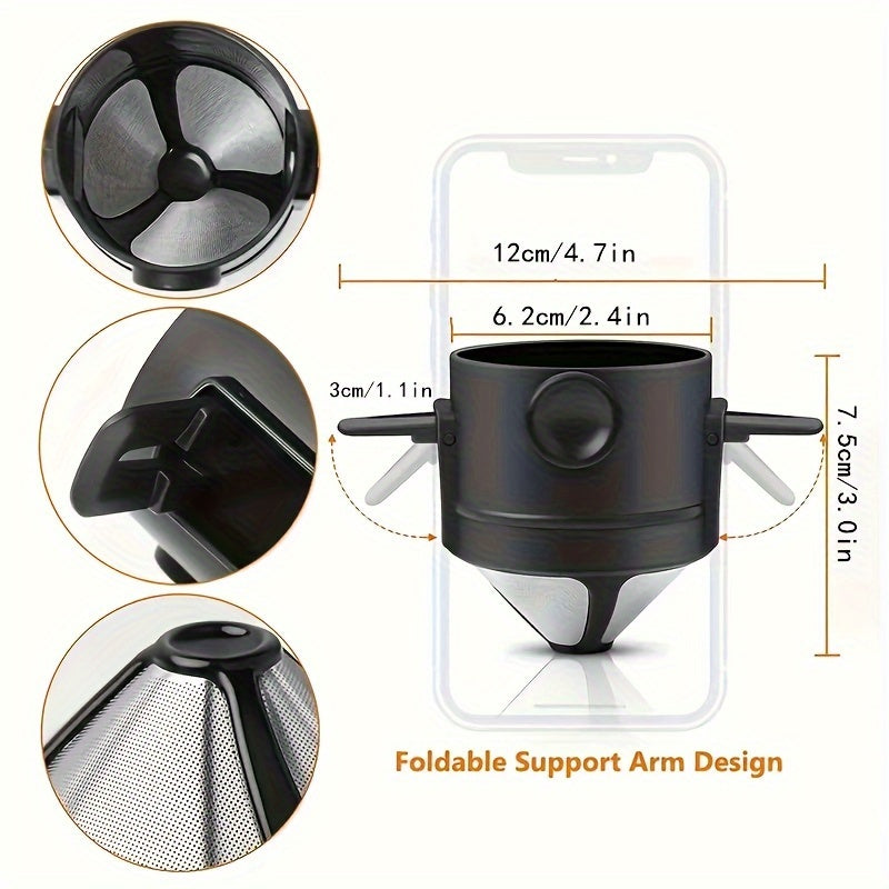 Unisex Stainless Steel Reusable Portable Coffee Filter Pour Over Dripper