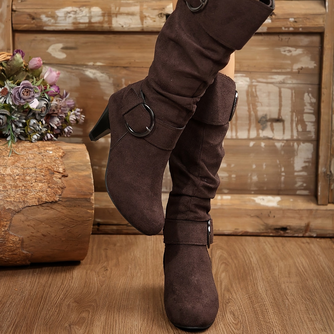 Women's Minimalist Leather Ankle Boots With Side Zipper and 7cm Heel