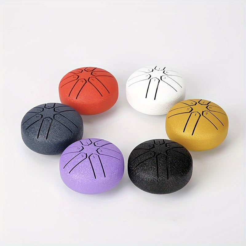 Portable Steel Tongue Drum 3-Inch 6 Tones for Stress Relief Meditation Music Notes