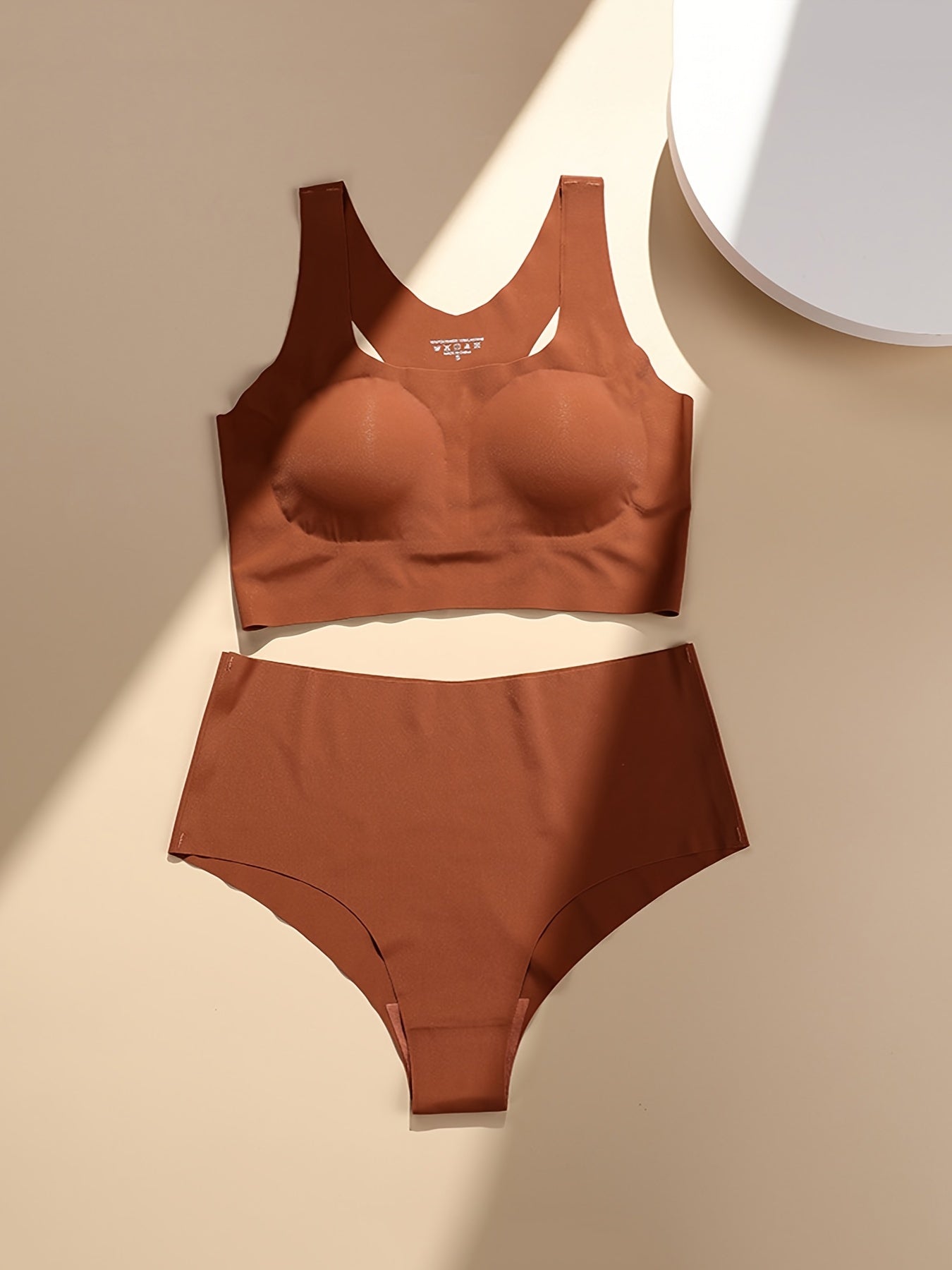 Seamless Wireless Racerback Lingerie Set with Matching Elastic Panties for Women