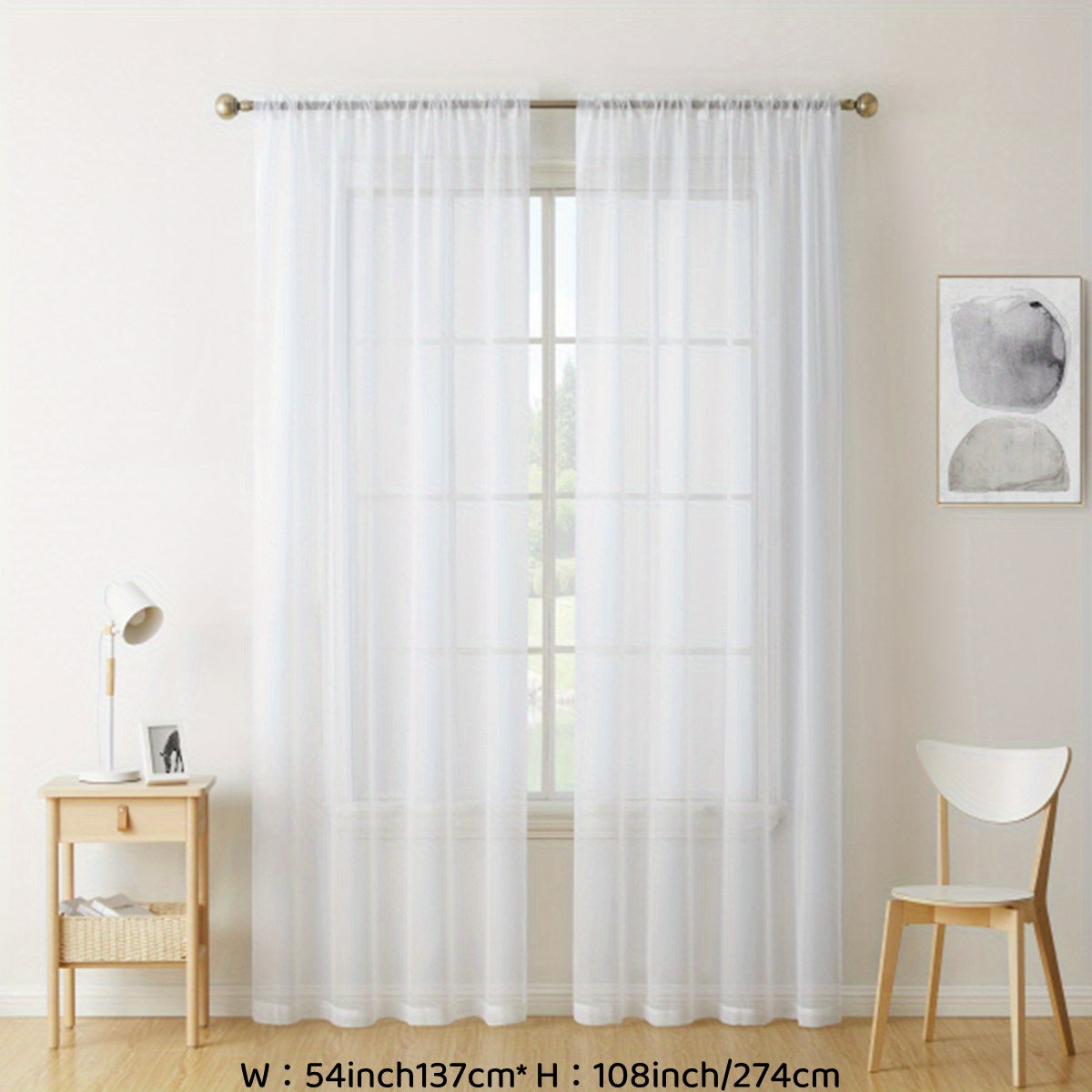 Sheer Voile Curtain Panels for Living Room Bedroom Kitchen Semi-Transparent Polyester