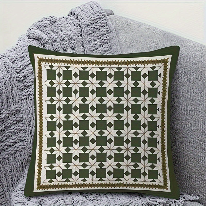 Geometric Green Throw Pillow Cover 44.96x44.96cm Reversible Polyester with Zipper