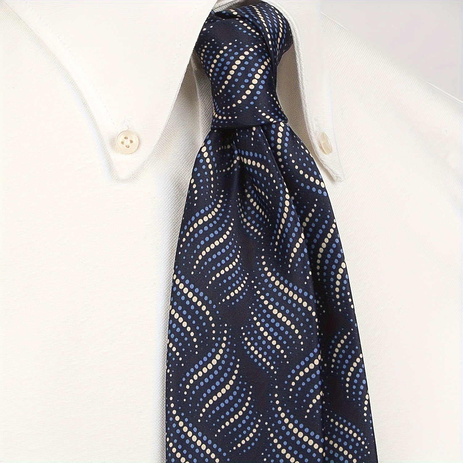 Men's Vintage Print Polyester Necktie with Abstract Geometric and Floral Pattern for Casual Street Style