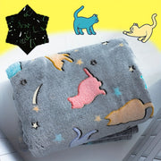Glow-in-the-Dark Cat Design Cozy Blanket Soft Throw for Sofa Bed Car Office 127cmx60cm
