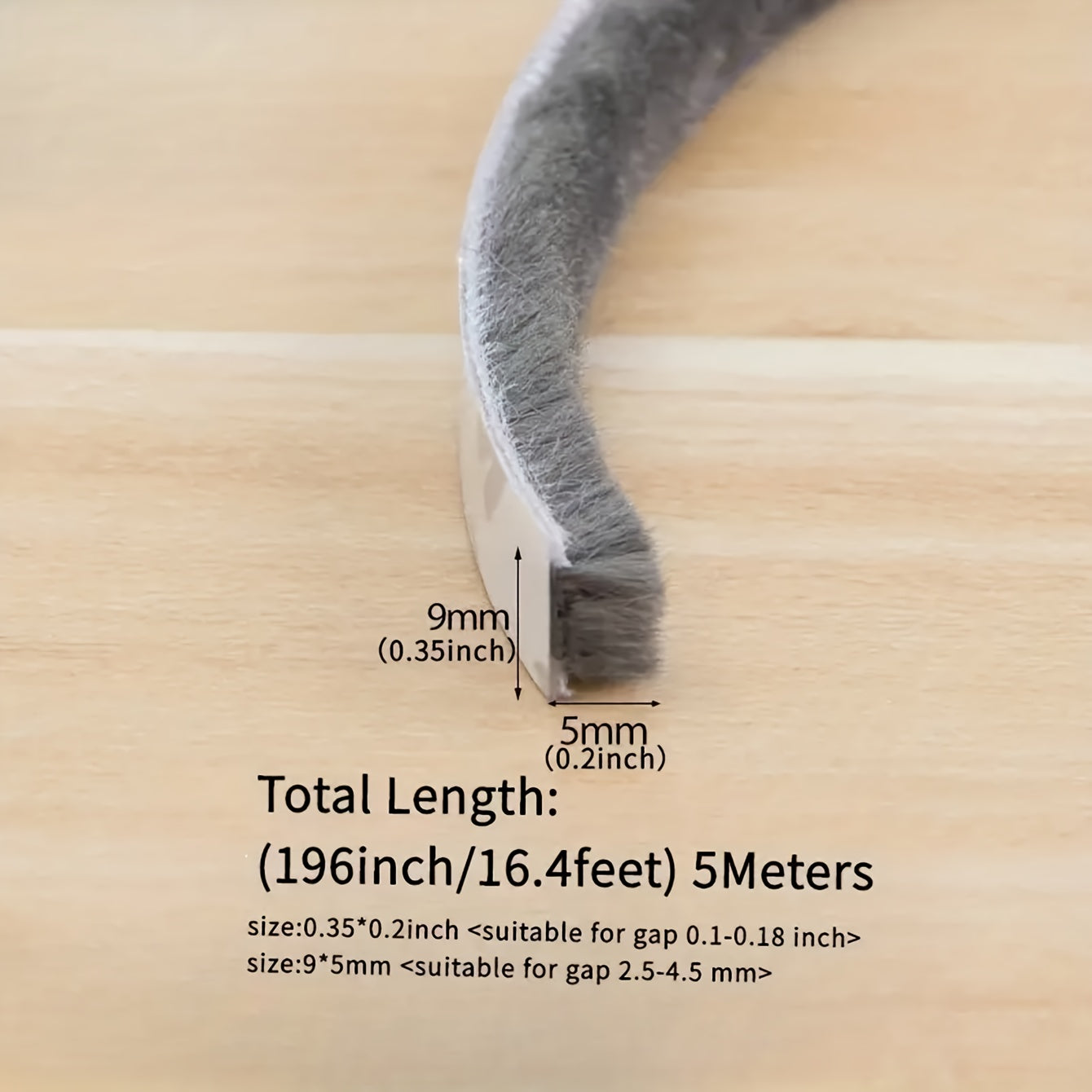 Grey Weather Stripping for Doors and Windows Self-Adhesive Soundproof Windproof Dustproof