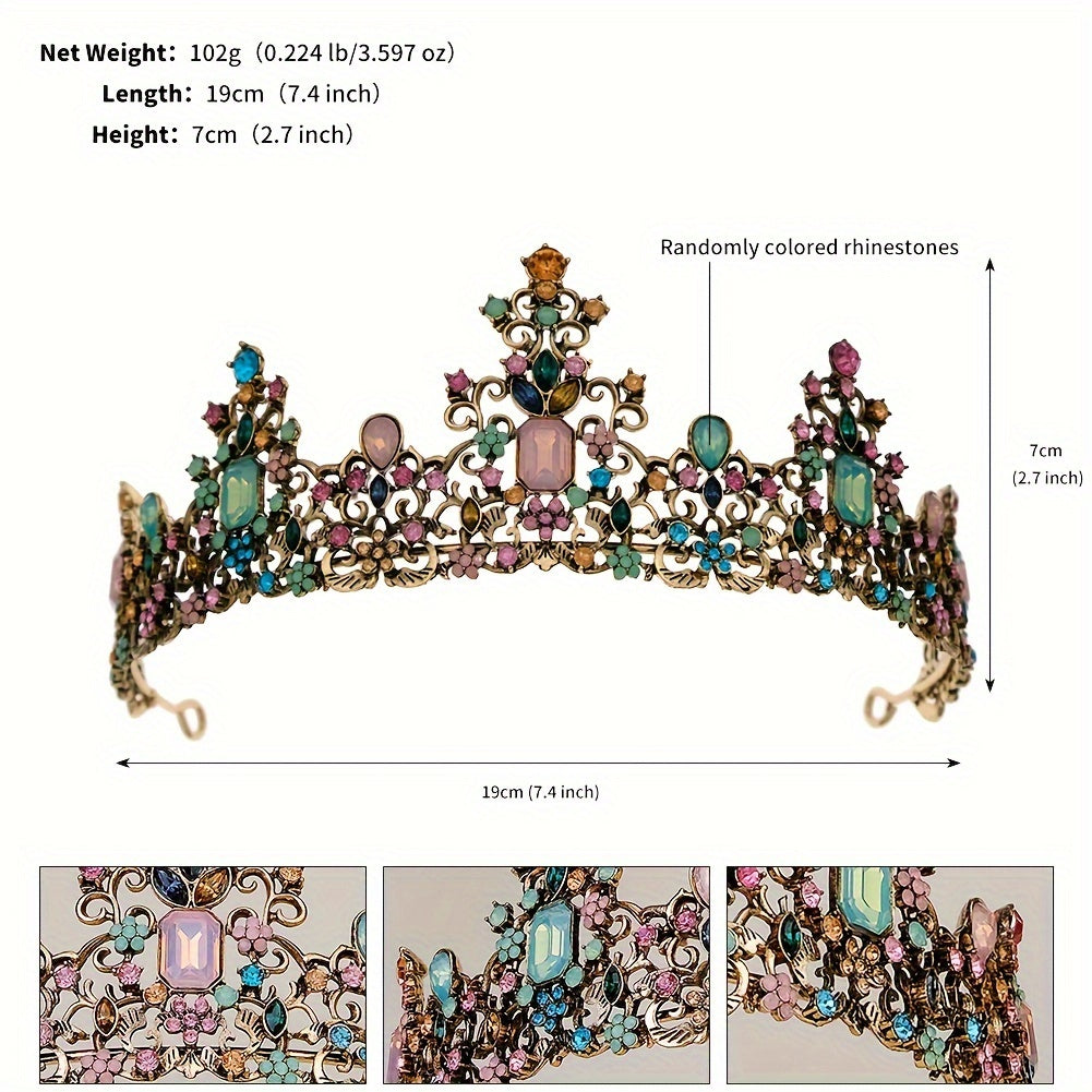 Цветная корона-ободок из сплава драгоценных камней для вечеринок, свадеб и косплея