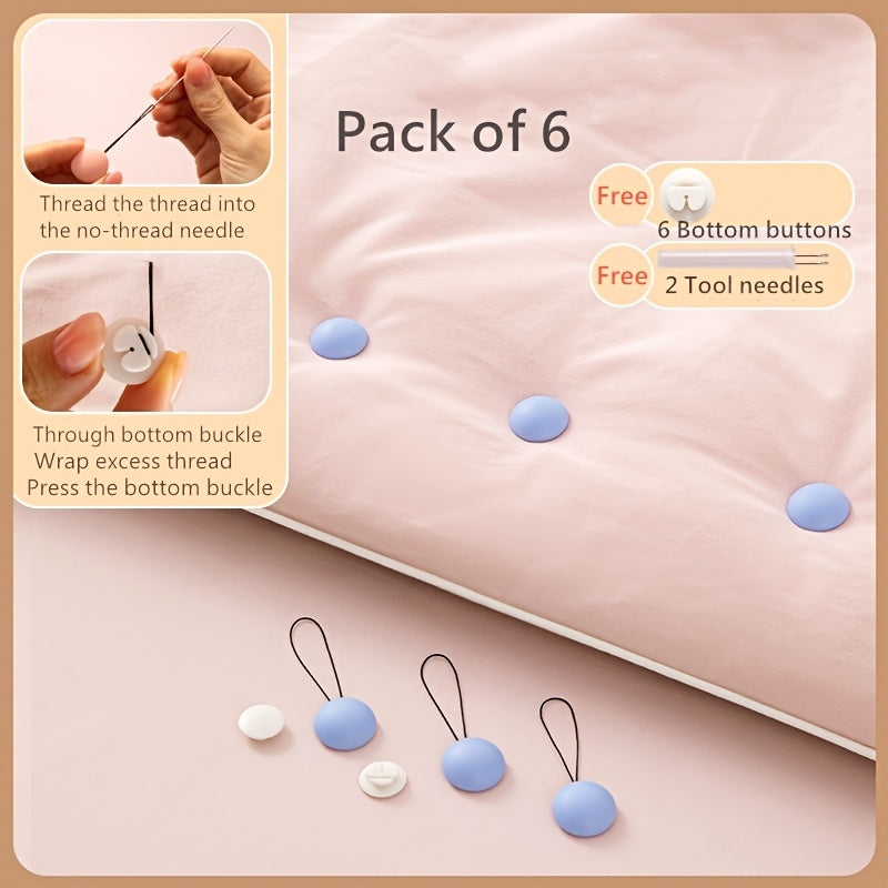 6 Pieces Blue Non-Slip Quilt Holders Bedding Fasteners for Blankets and Quilts