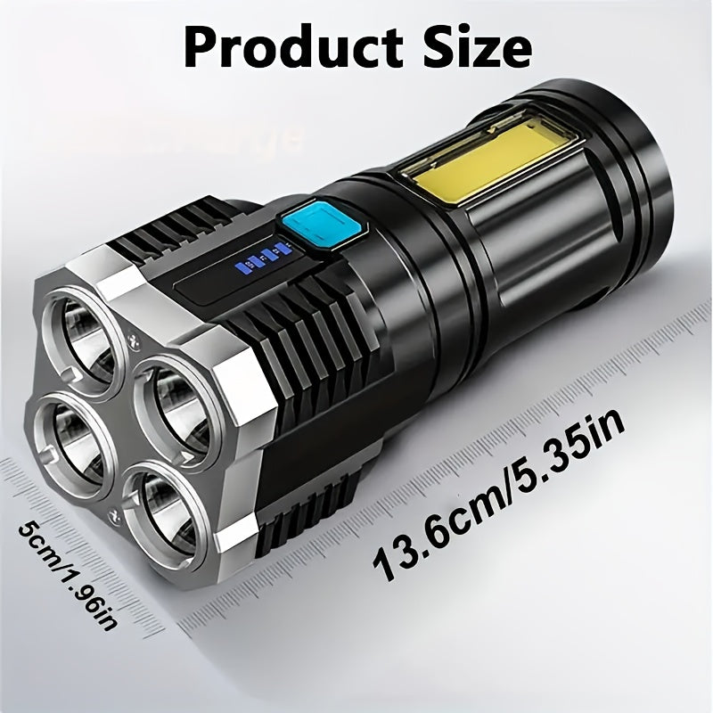 Rechargeable LED Flashlight with 400mAh Battery COB Side Light USB Powered Outdoor Searchlight