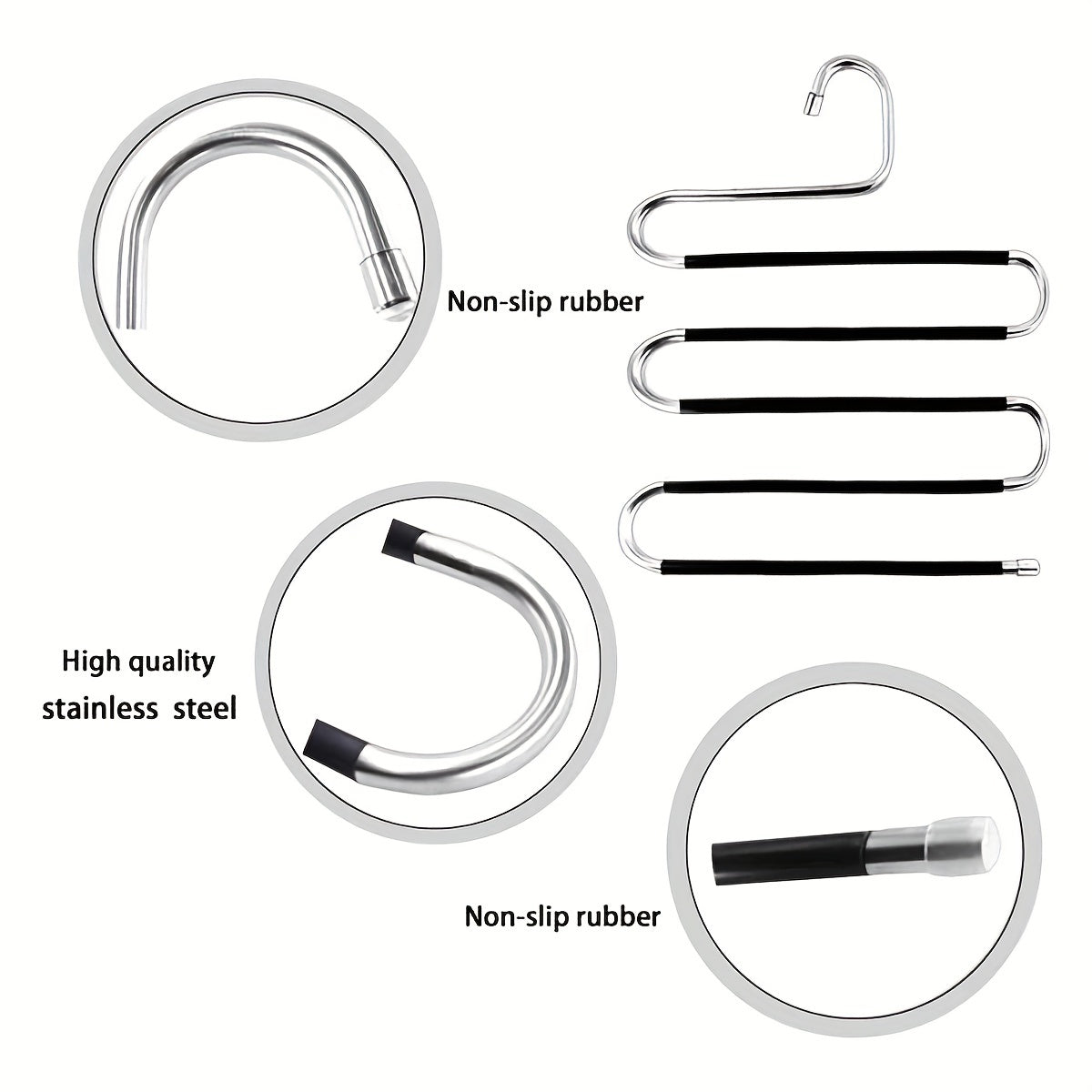 5-Layer Stainless Steel Non-Slip Pants Hanger Set for Home 36.98cm