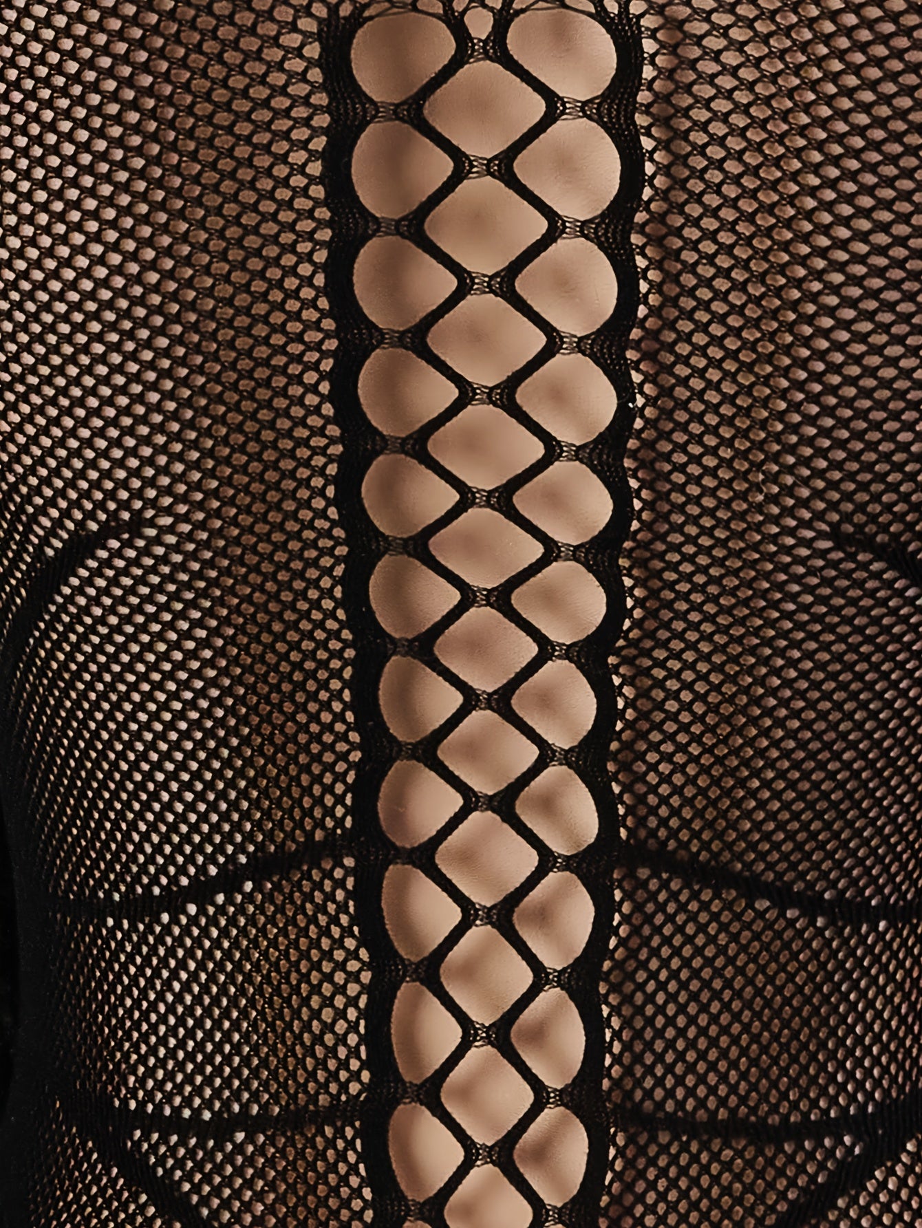 Ayollar uchun sexy qora dantel bodysuit - uzoq yengli, yuqori beldagi teddy, geometrik naqsh, to'rli tafsilotlar, cho'ziluvchan aralashma, qo'l bilan yuvish mumkin