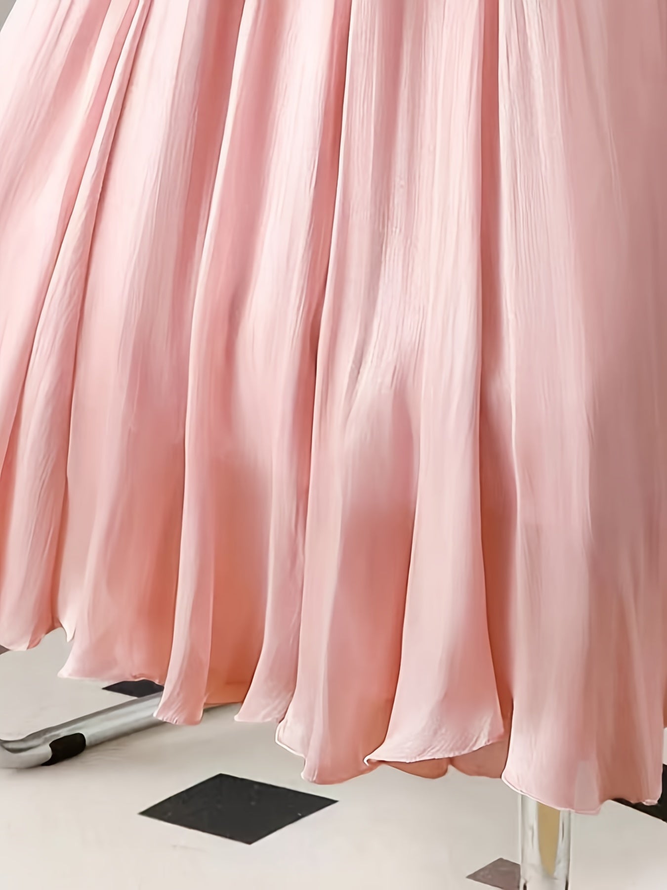 Women's Elegant Shimmer Polyester A-line Skirt with Ruffle Detail for All Seasons