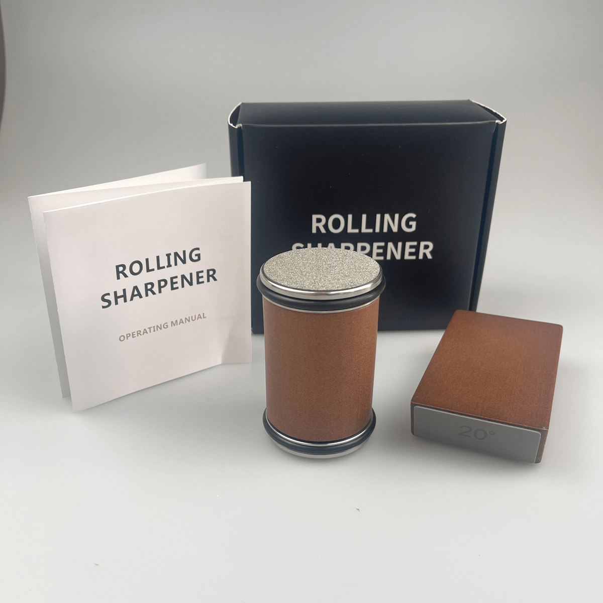Magnetic knife sharpener with rolling holder and diamond sharpening stone kit for kitchen